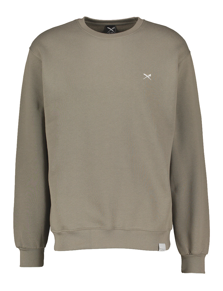 Pull vert olive fumé avec logo de la marque Iriedaily