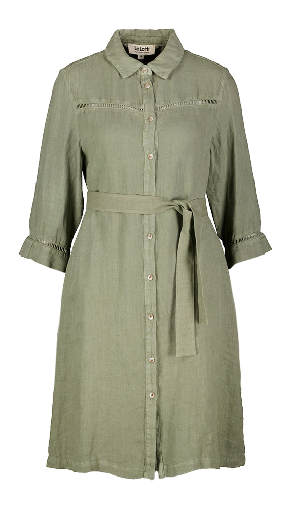 Robe en lin vert armée Gracia Lalotti