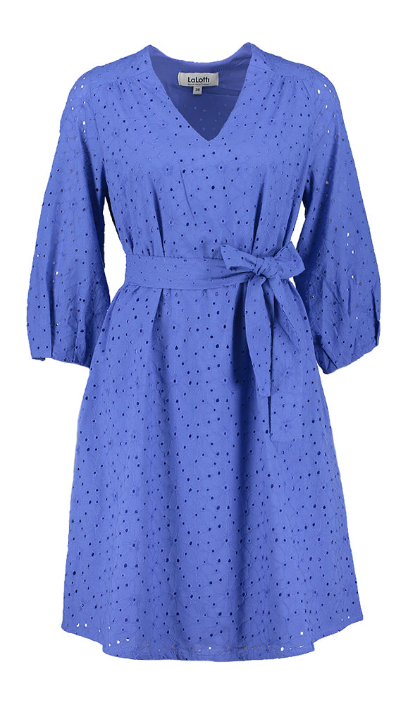 Blauwe jurk in broderie met zakken Fay Broderie Lalotti