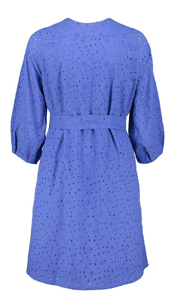 Blauwe jurk in broderie met zakken Fay Broderie Lalotti