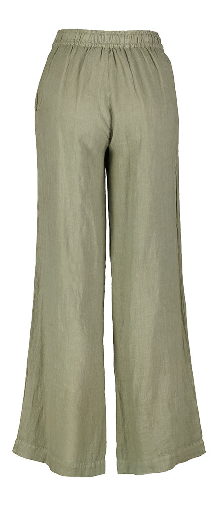 Pantalon en lin vert armée Ginette Lalotti