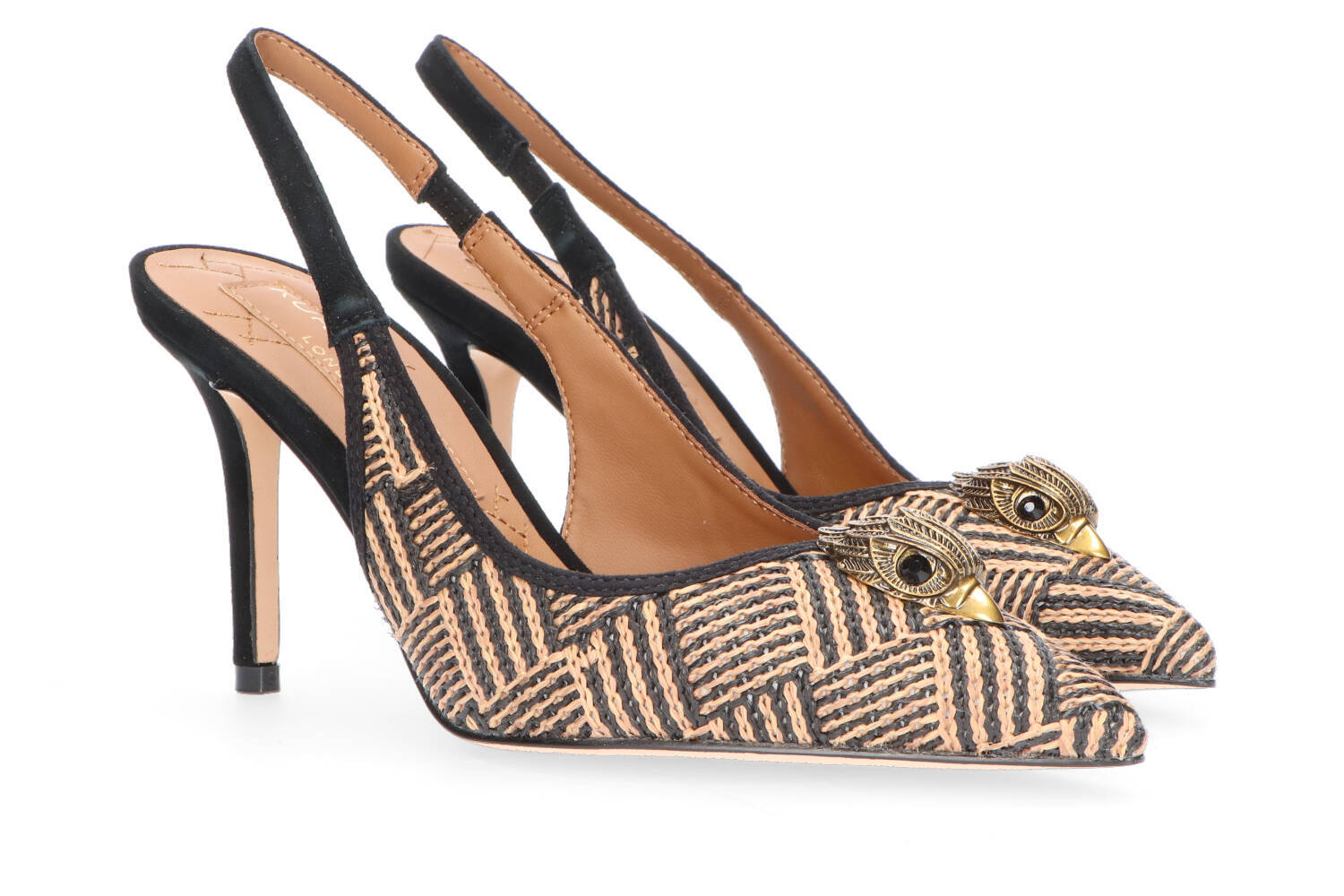 Escarpins en rotin marron et noir Kurt Geiger