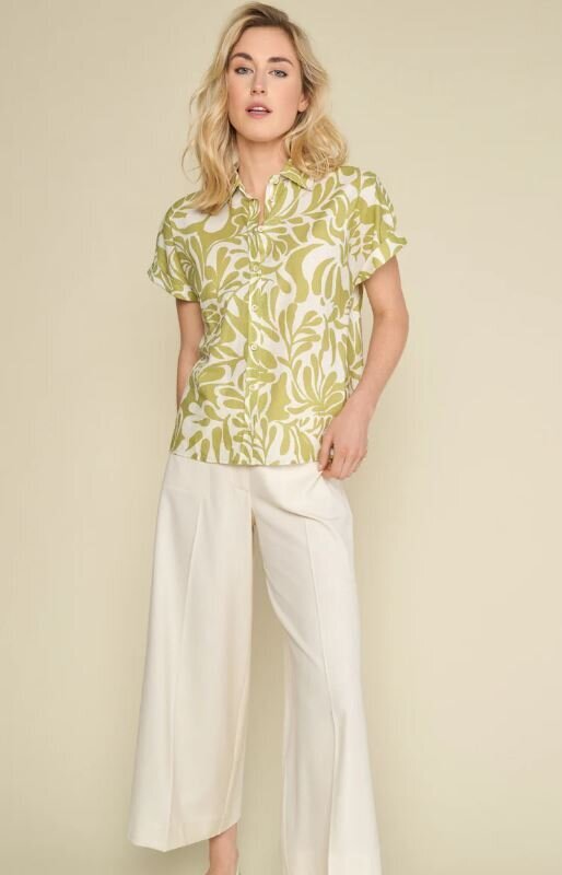 Blouse verte et beige à imprimé floral Marie Méro