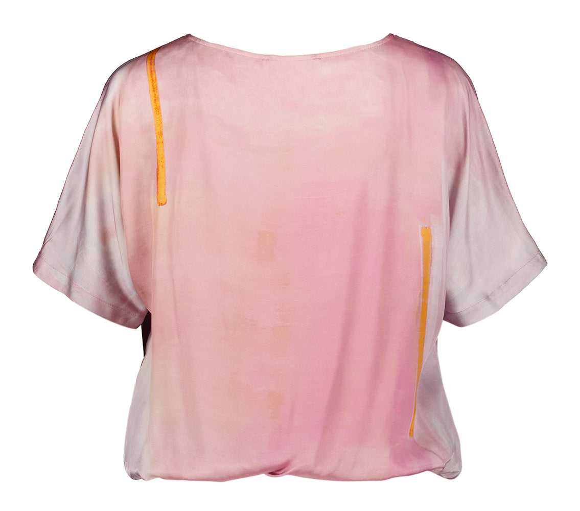 Paarse blouse met oranje details en korte mouwen Marie Méro