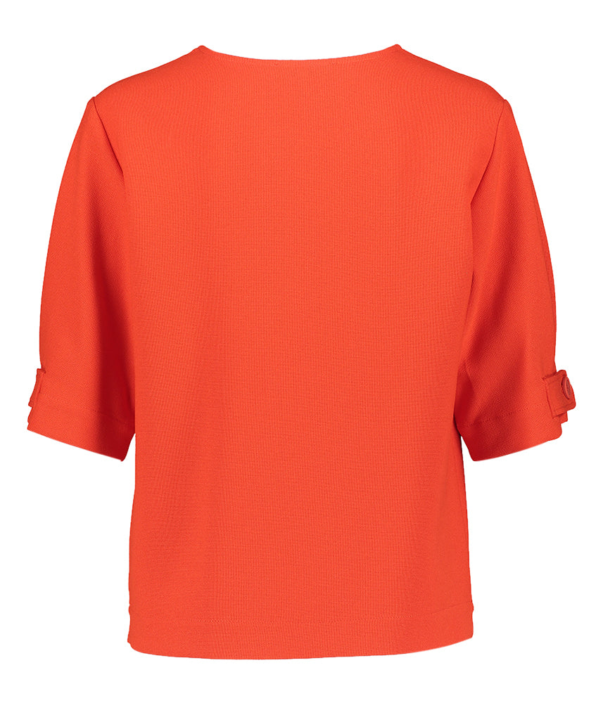 Chemisier rouge à col en V et manches 3/4 Marie Méro