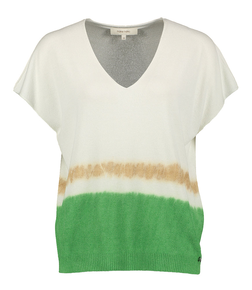 Pull blanc à bordure verte Marie Mero