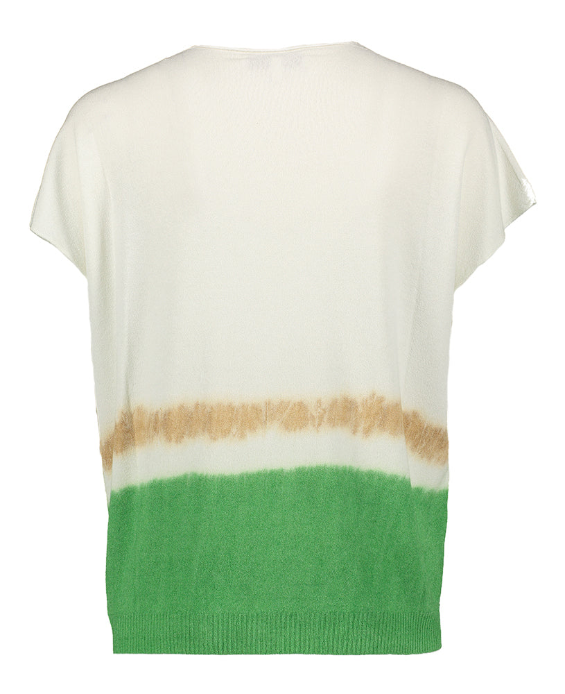 Pull blanc à bordure verte Marie Mero