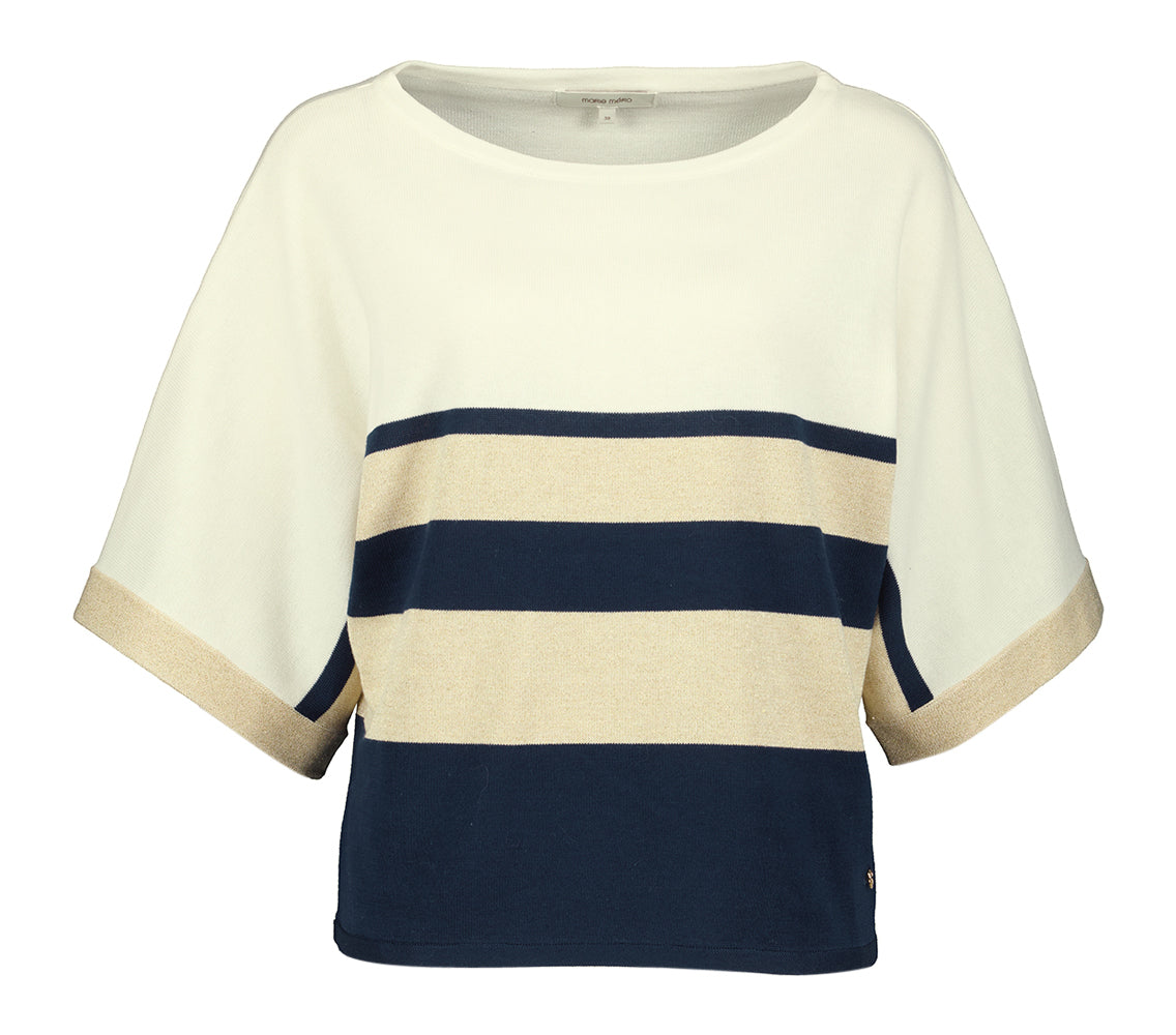 Pull rayé crème et marine à manches longues Marie Mero