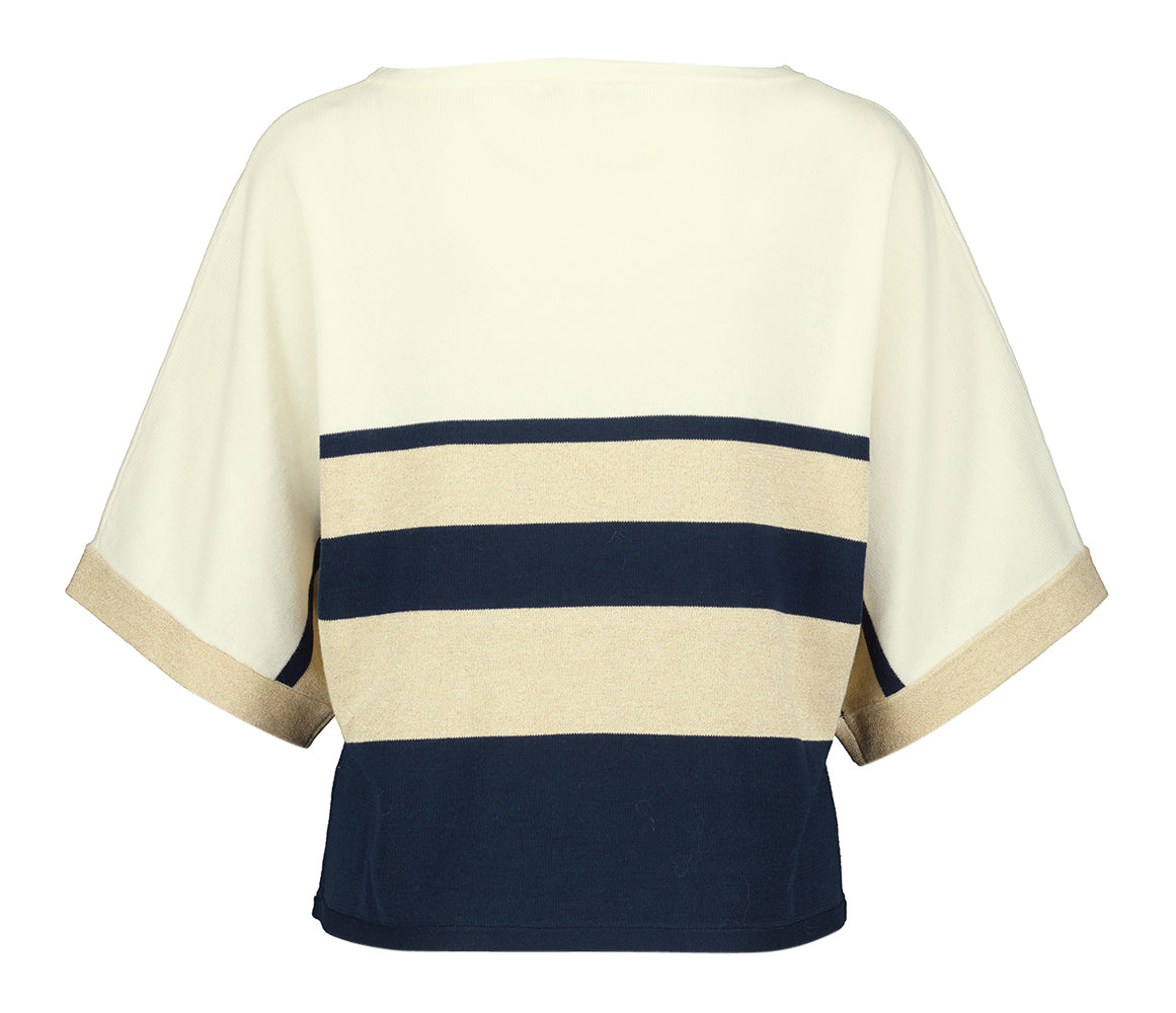 Pull rayé crème et marine à manches longues Marie Mero
