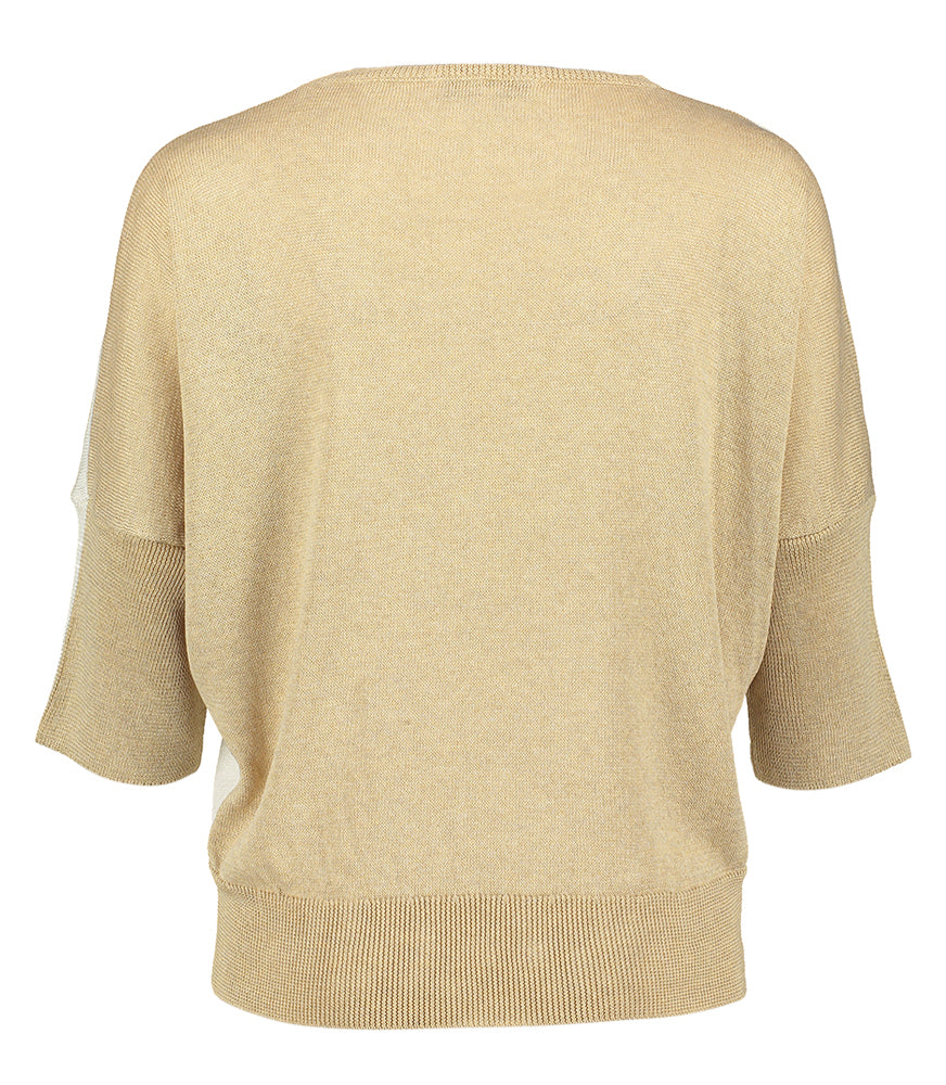 Pull fin beige au crochet Marie Mero