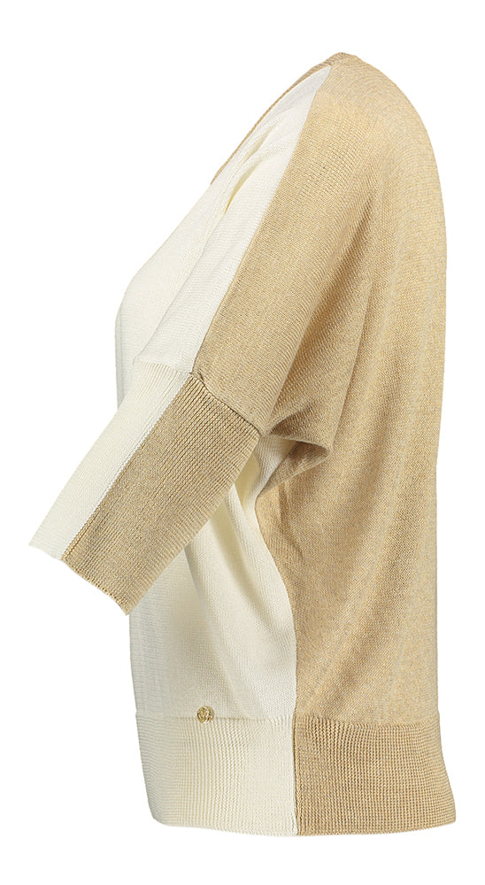 Pull fin beige au crochet Marie Mero