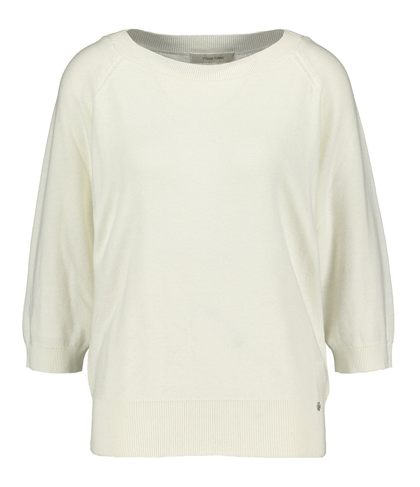 Pull blanc à col rond et manches trois-quarts Marie Méro