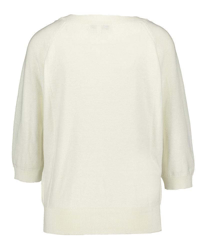 Pull blanc à col rond et manches trois-quarts Marie Méro