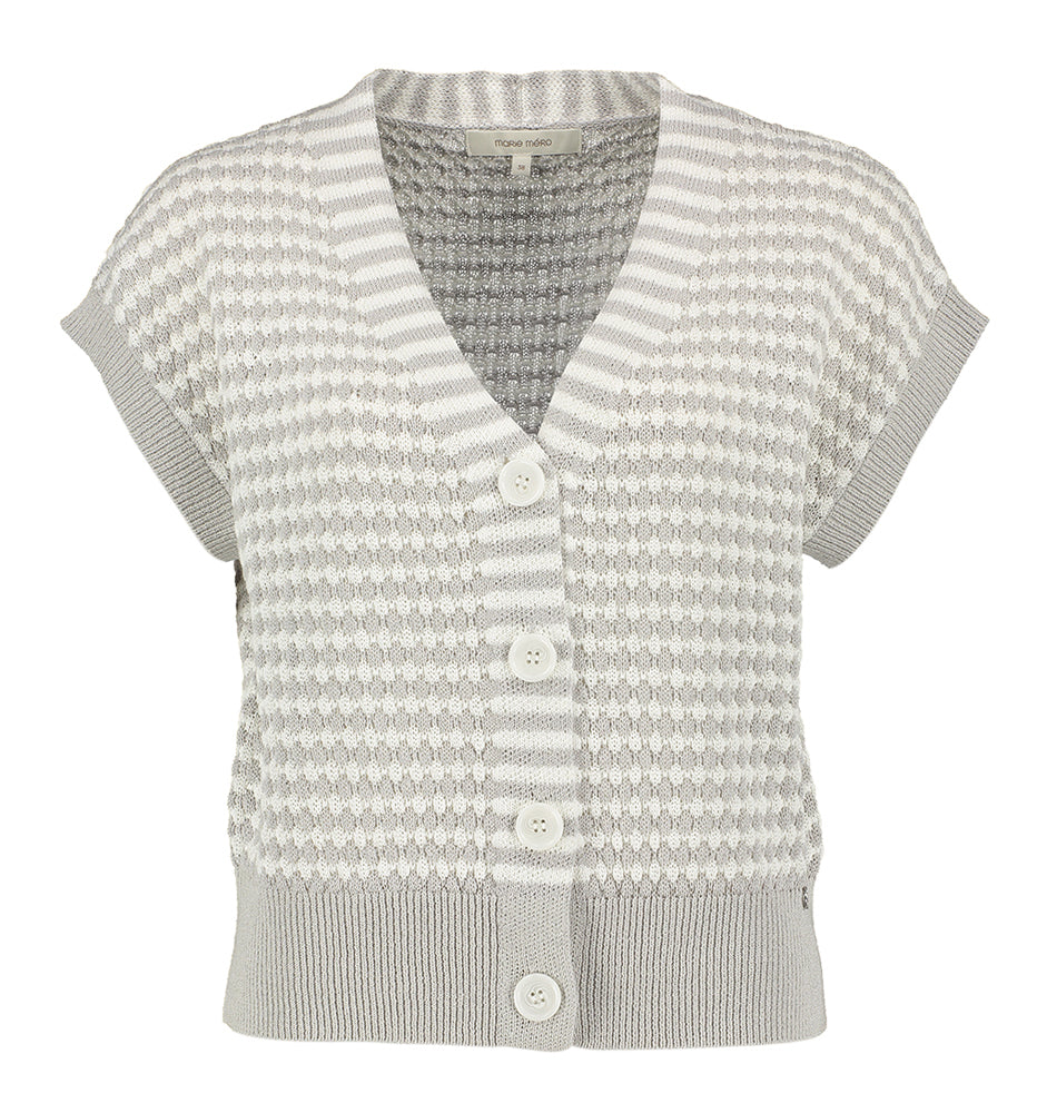 Gilet à manches courtes gris et blanc Marie Méro