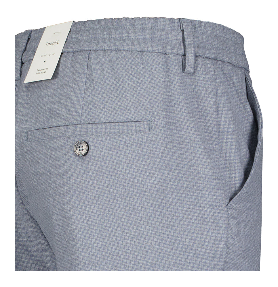 Steel blue geklede broek Theo Plain