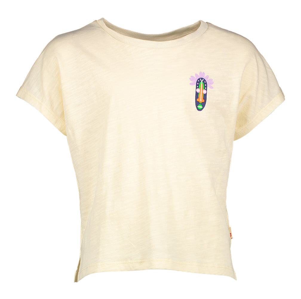 T-shirt en coton écru avec imprimé coloré au dos AO76