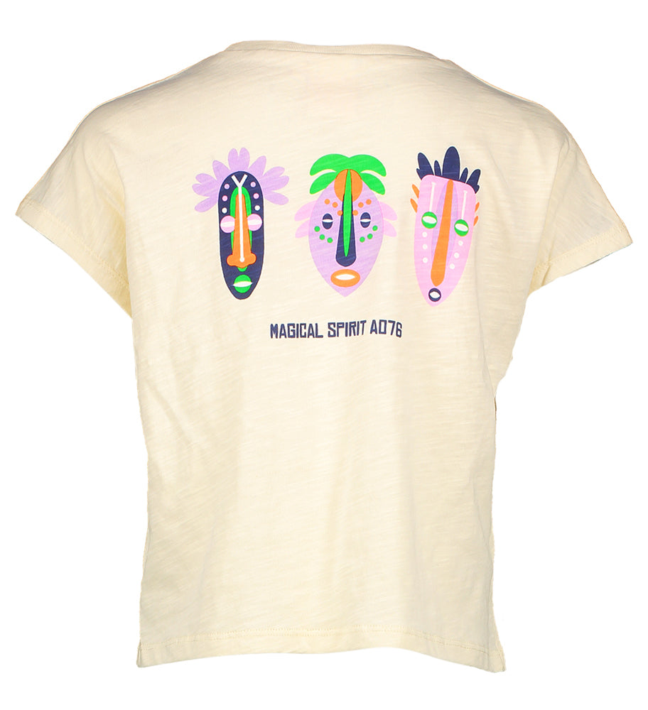 T-shirt en coton écru avec imprimé coloré au dos AO76
