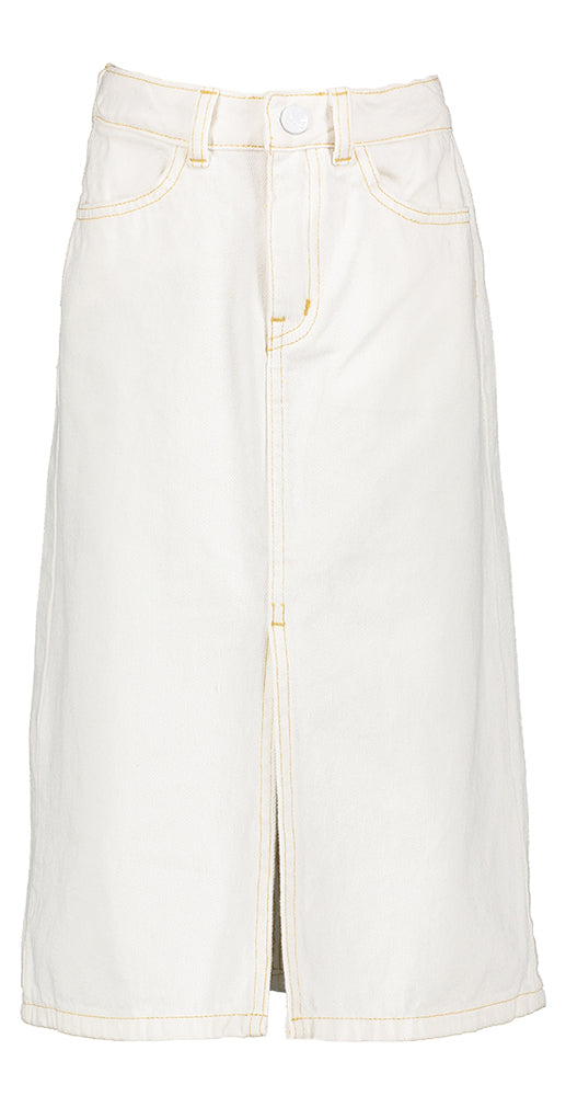 Jupe longue en jean blanc fendue AO76