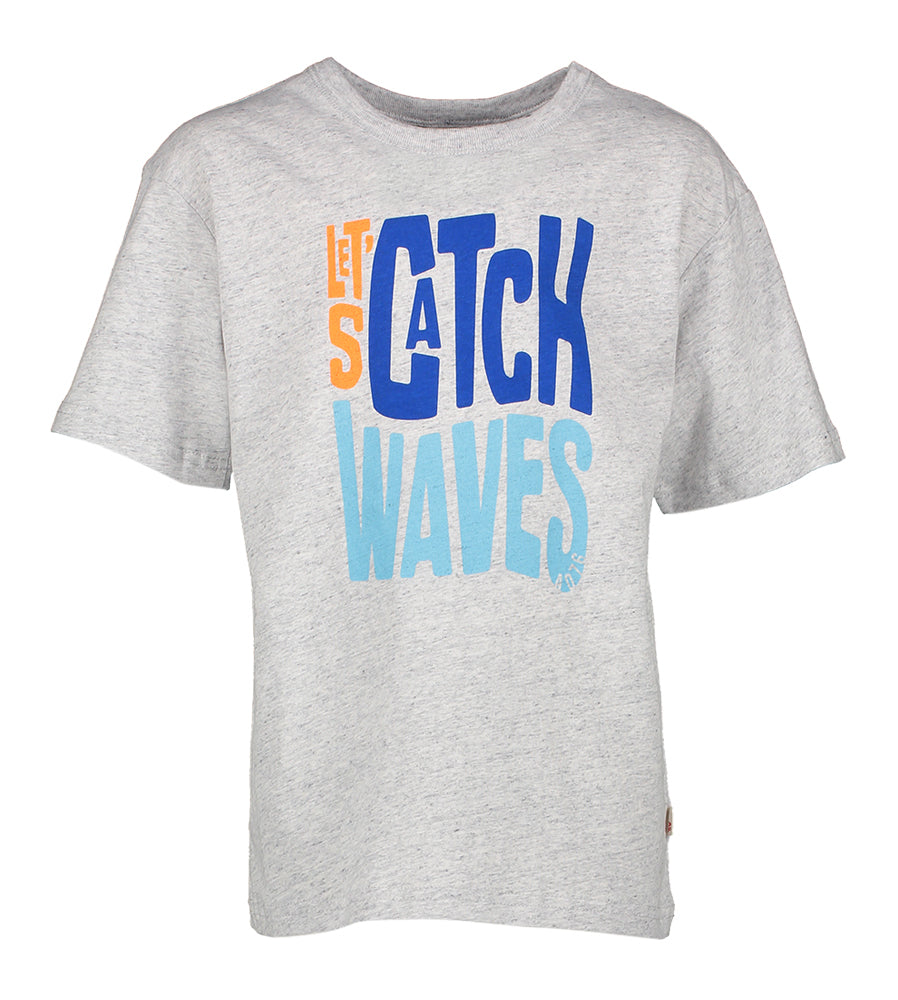 Grijze t-shirt let's catch waves AO75