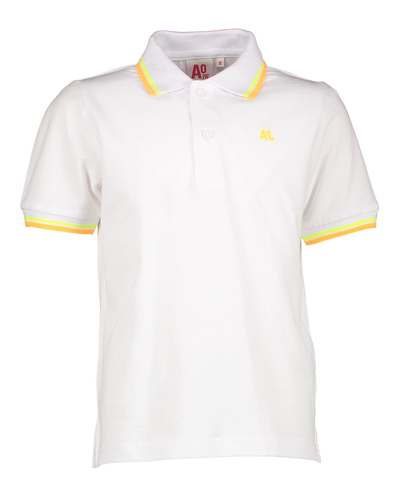 Polo blanc avec détail de couleur au col AO76