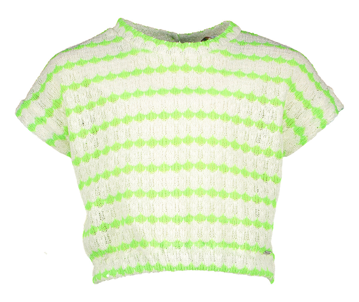 Haut en crochet à rayures blanches et vertes Hanna Blue Bay