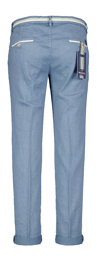 Chino slim en lin bleu Mason's
