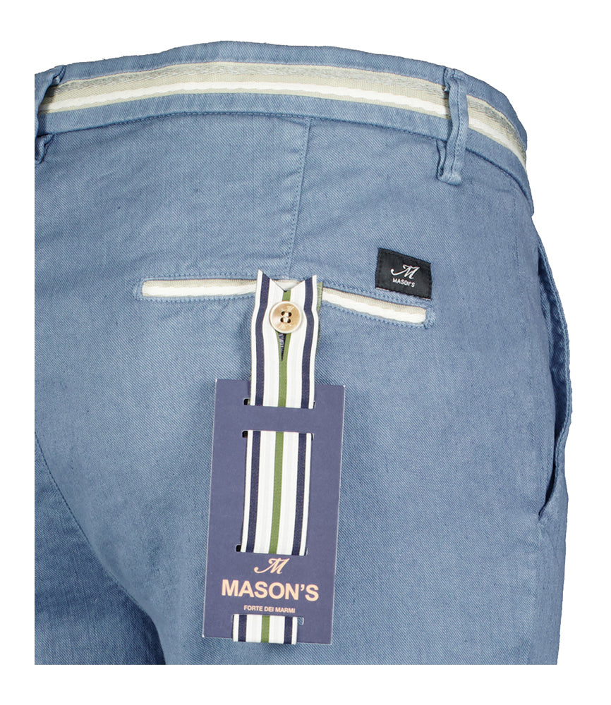 Blauwe linnen slim fit chino Mason's