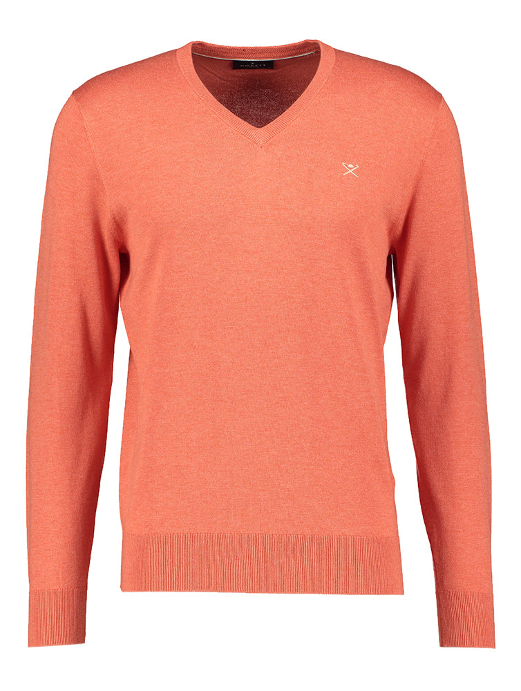 Pull Hackett orange corail à col rond