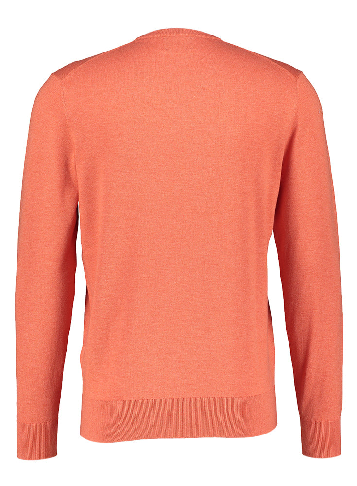 Pull Hackett orange corail à col rond