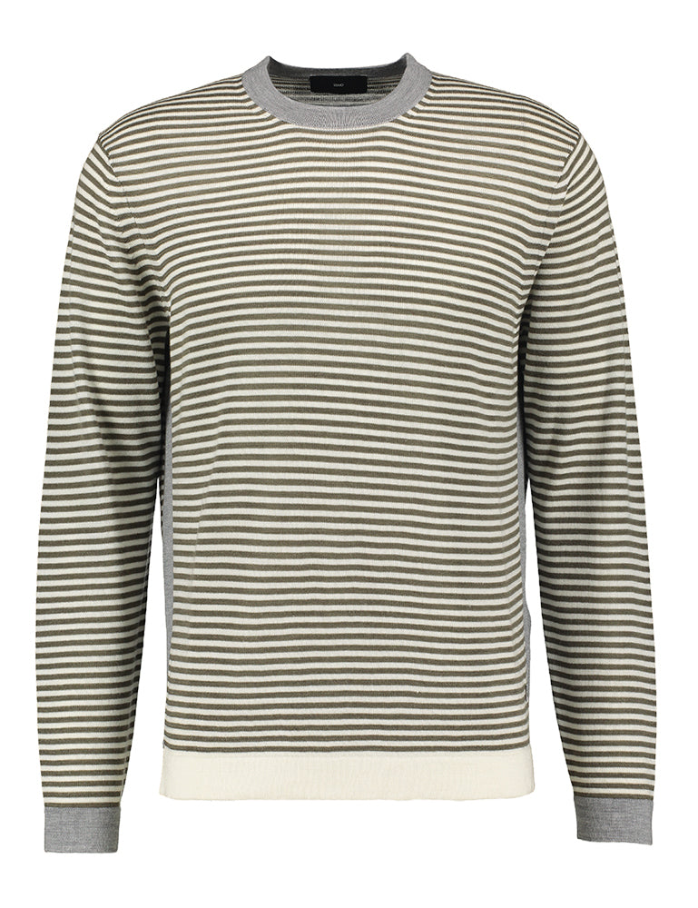 Pull en laine à rayures écru et kaki Liu Jo