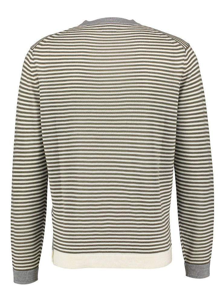 Pull en laine à rayures écru et kaki Liu Jo