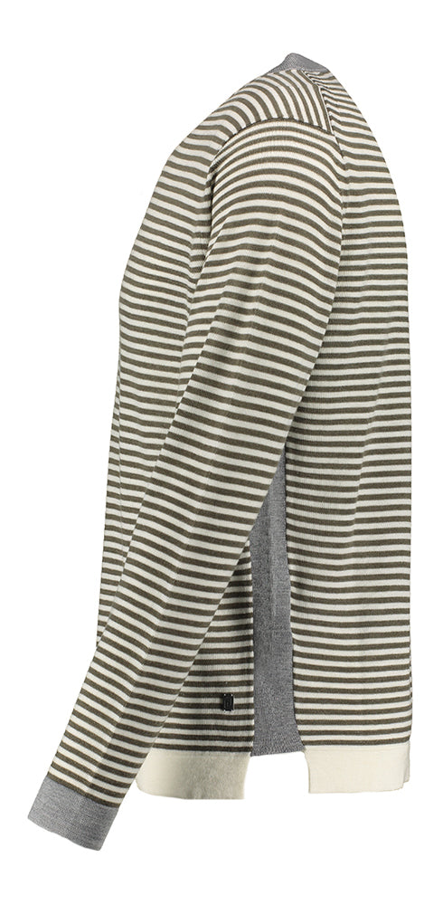 Wollen pull in ecru en kaki strepen Liu Jo