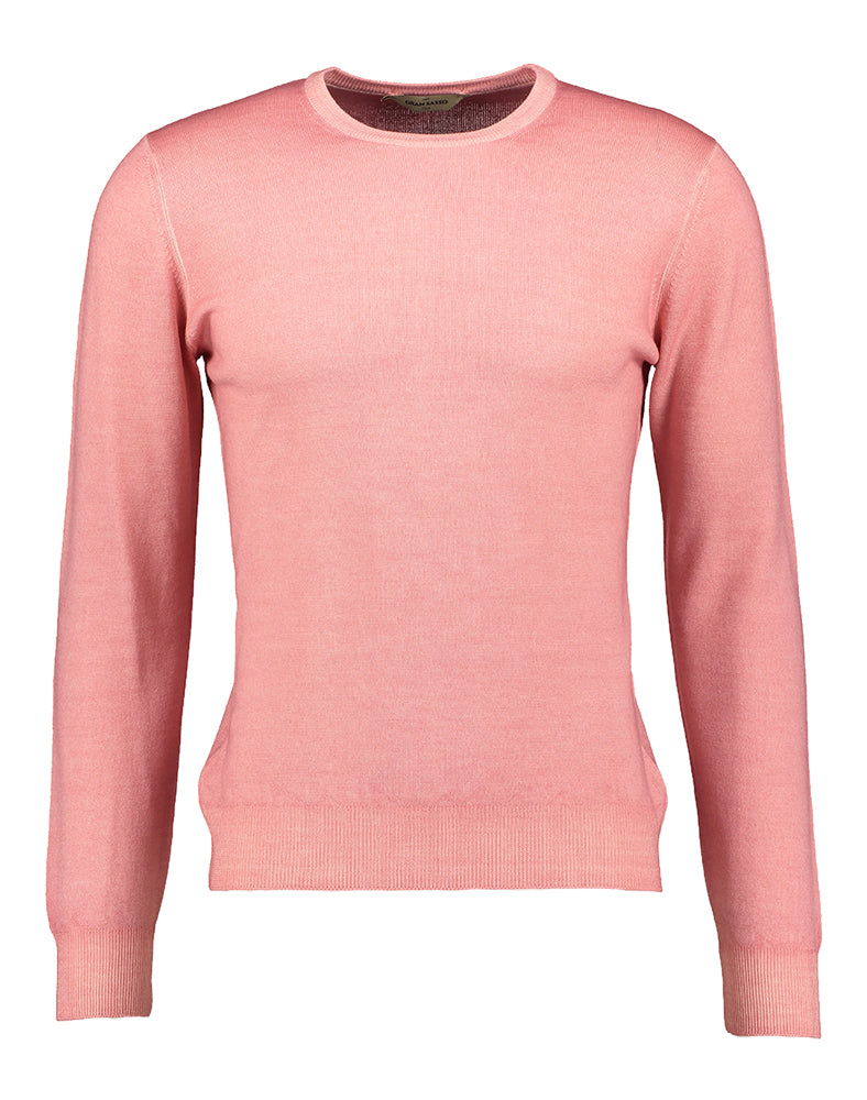 Lichtroze wollen pull met ronde hals Gran Sasso