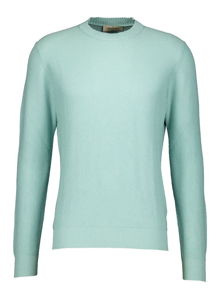Appelblauwe trui met structuur Gran Sasso