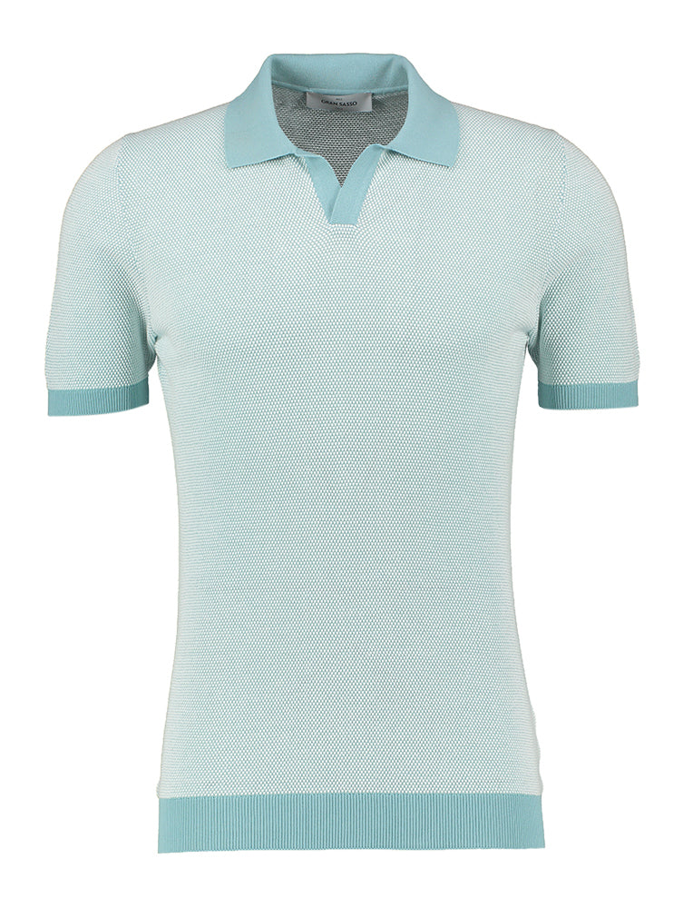 Polo en coton vert menthe avec détails blancs Gran Sasso