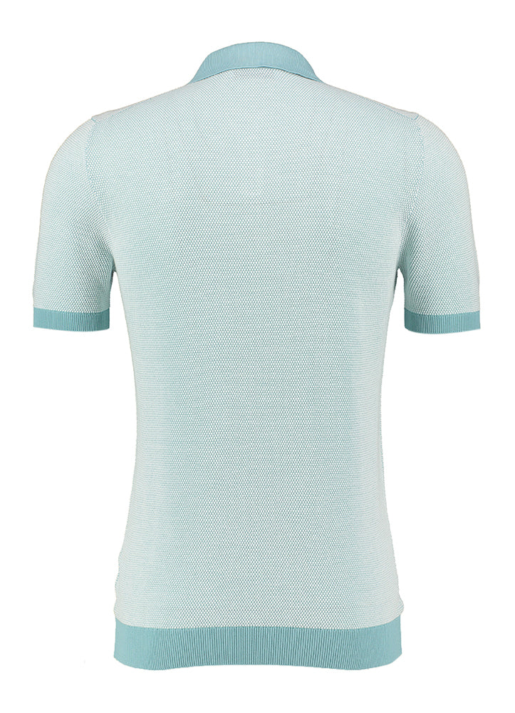 Muntgroene katoenen polo met witte details Gran Sasso