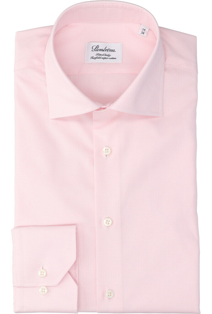 Chemise rose en coton (coupe classique) à manches longues Stenströms