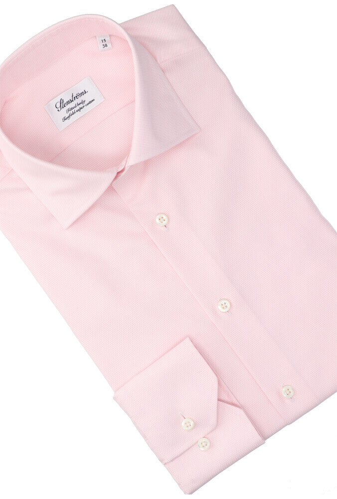 Chemise rose en coton (coupe classique) à manches longues Stenströms