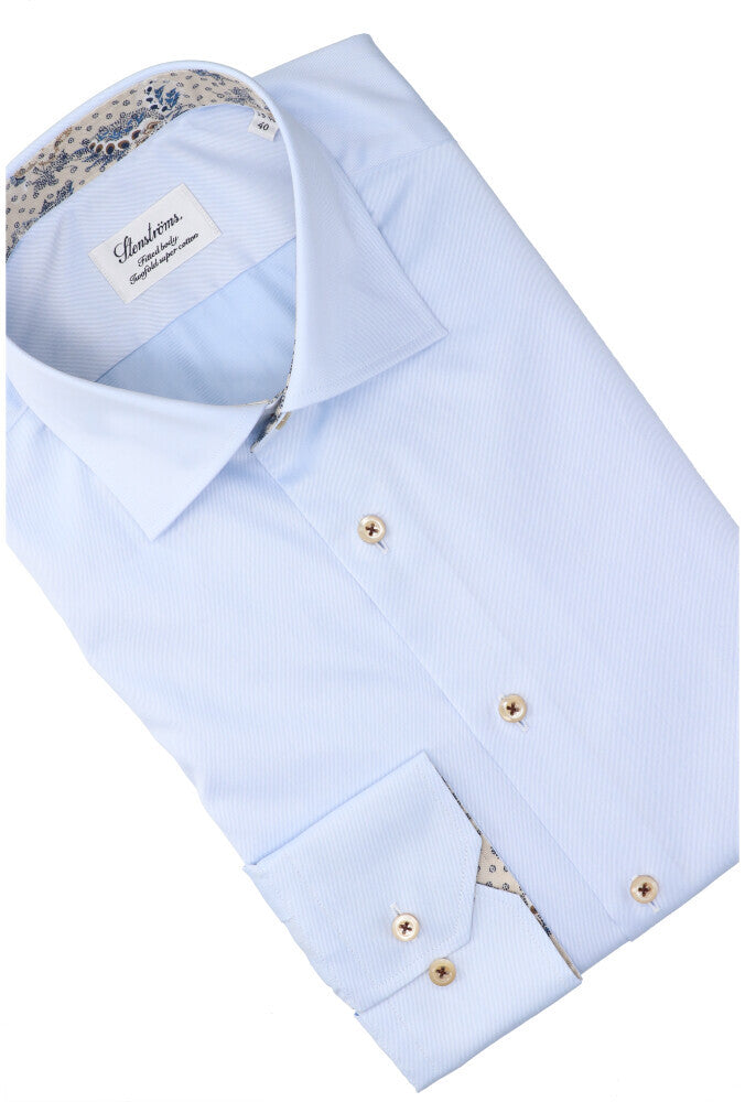 Chemise en coton bleu clair (coupe classique) à manches longues Stenströms