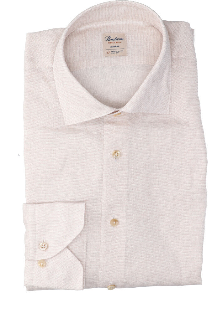 Chemise en lin beige (coupe slim) à manches longues Stenströms