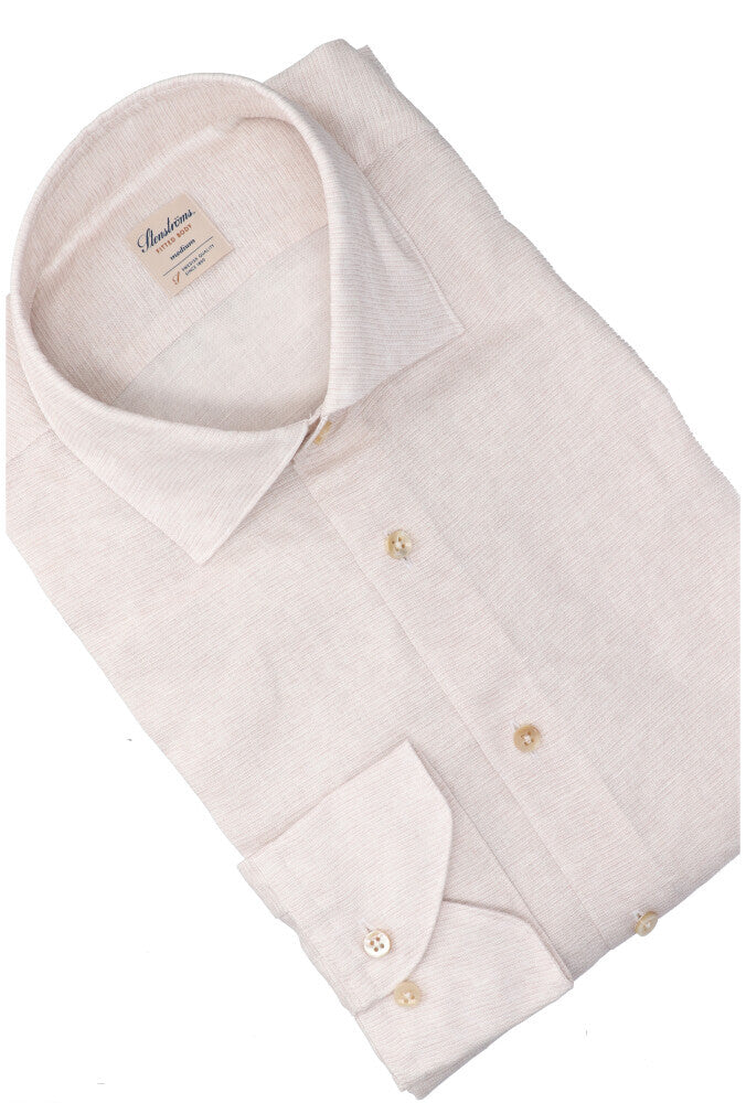 Chemise en lin beige (coupe slim) à manches longues Stenströms