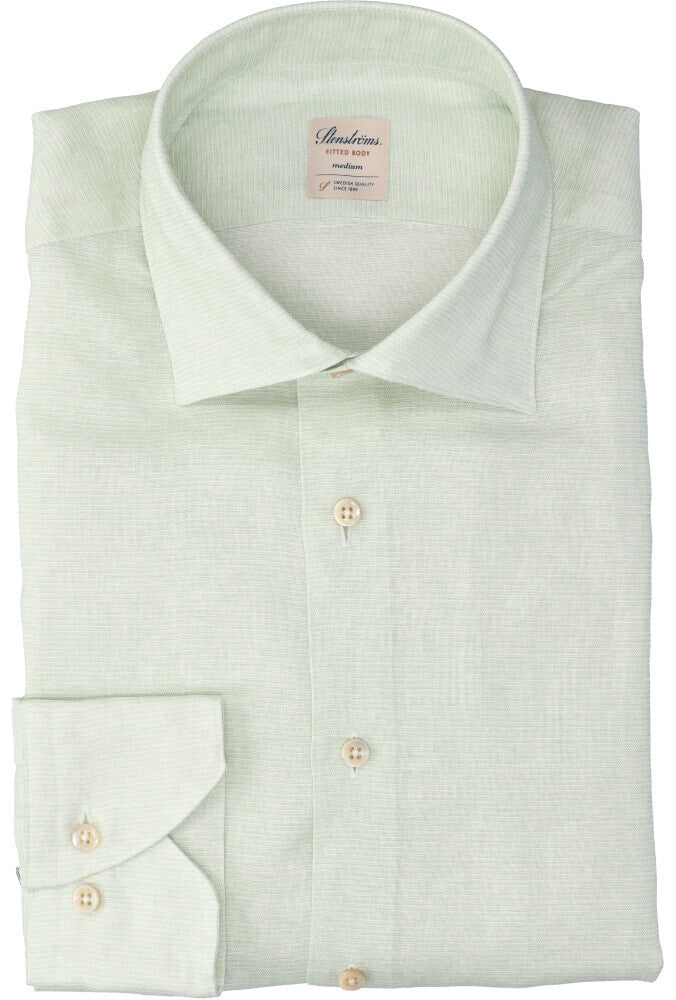 Chemise en lin vert menthe (coupe classique) à manches longues Stenströms