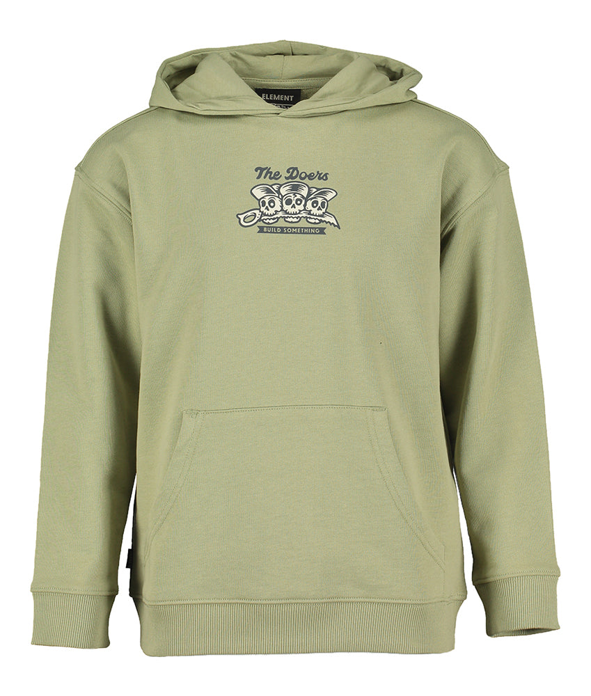 Kaki sweater met kap en opdruk Element