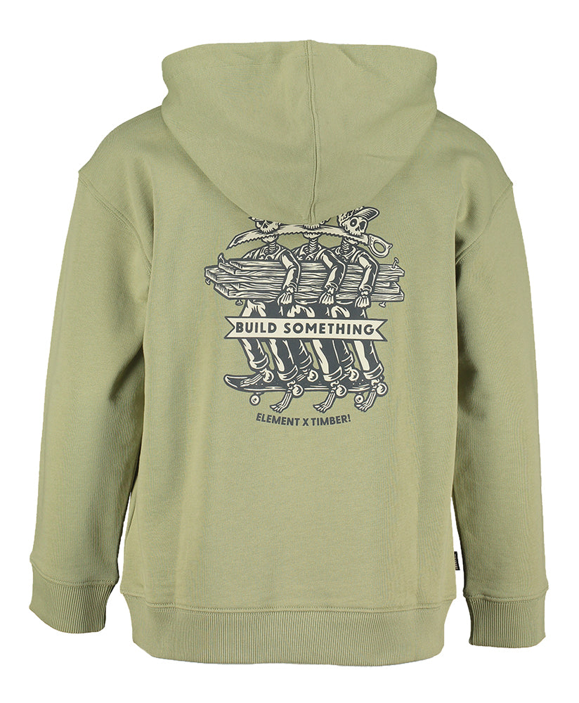 Kaki sweater met kap en opdruk Element