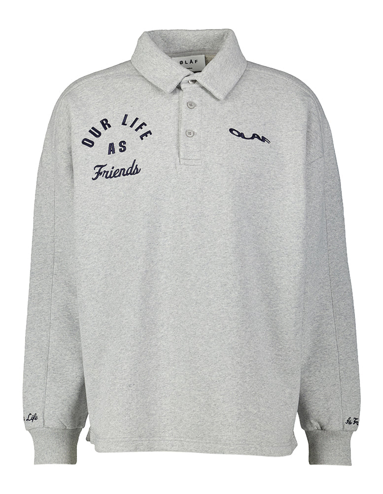 Pull gris à col et imprimé Olaf au dos