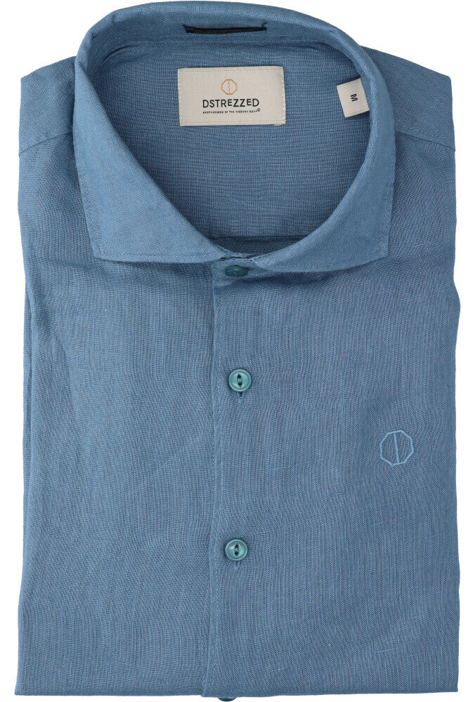 Provencial blue linnen hemd (regular fit) met lange mouwen Dstrezzed