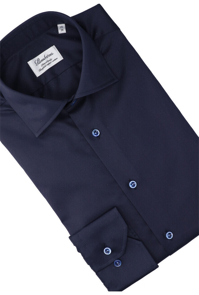 Chemise bleue en coton (coupe classique) à manches longues Stenströms