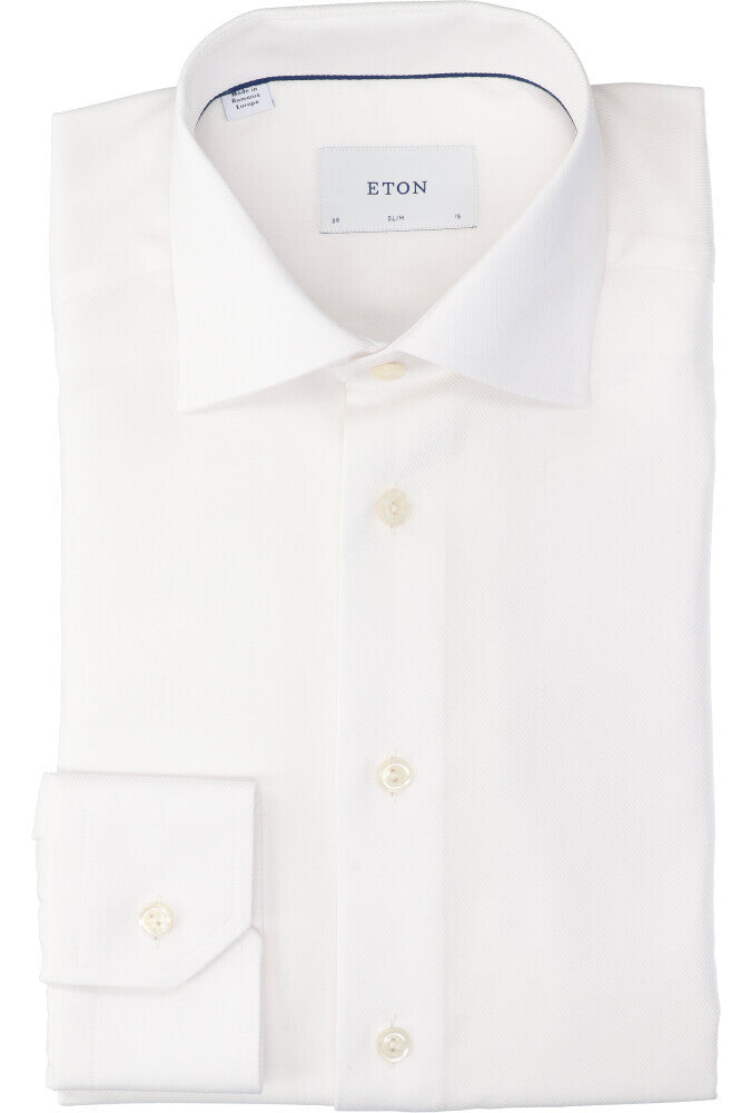 Chemise blanche en coton (coupe ajustée) à manches longues Eton