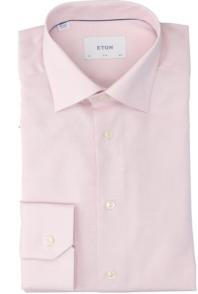 Chemise rose en coton (coupe ajustée) à manches longues Eton