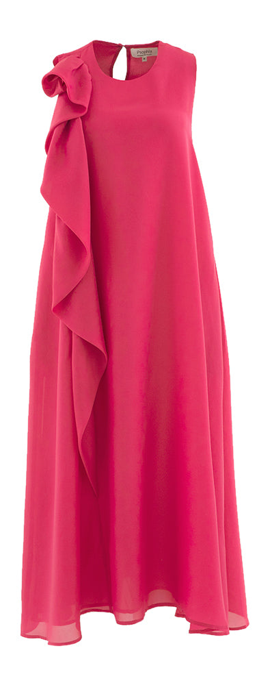 Oyster red lange mouwloze jurk met detail Psophia